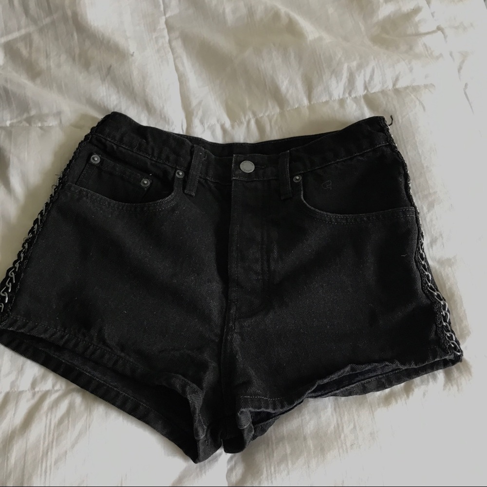 LF Black Denim Shorts w/ Chain Detail